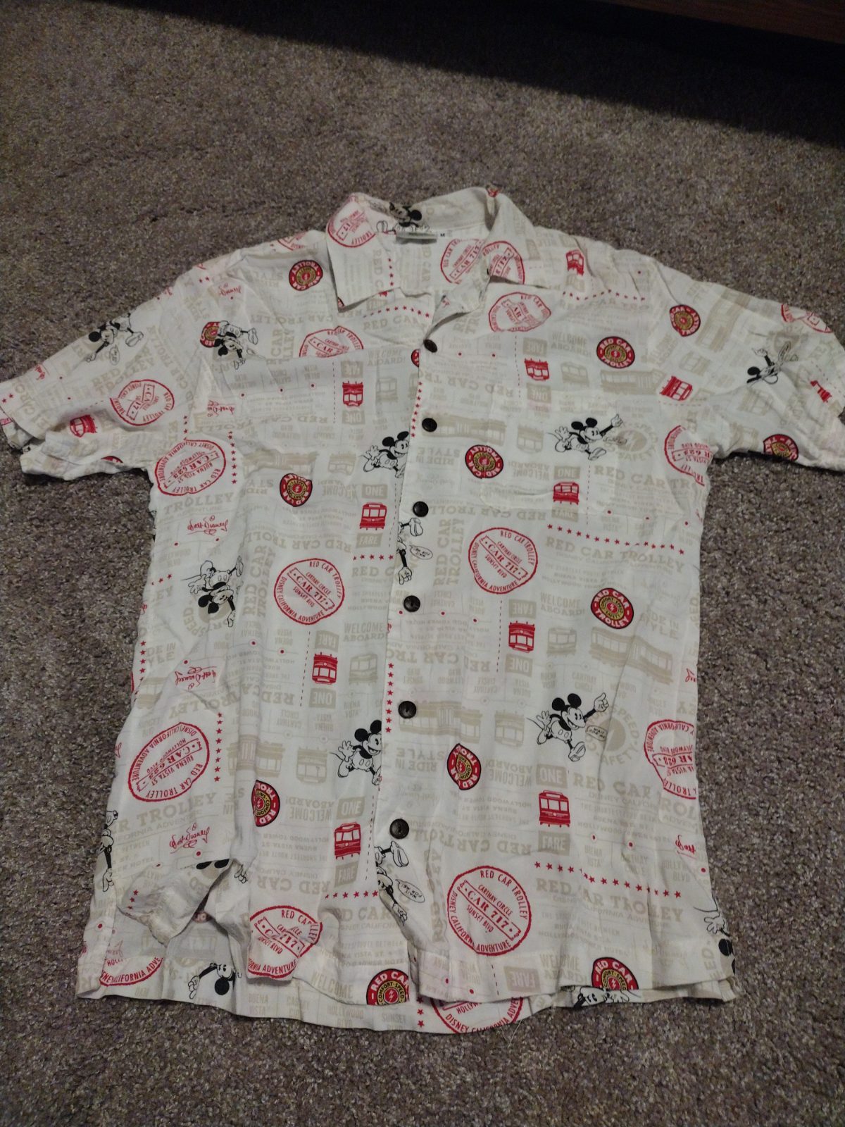 Mickey Mouse Red Car Trolley Hawaiian Shirt