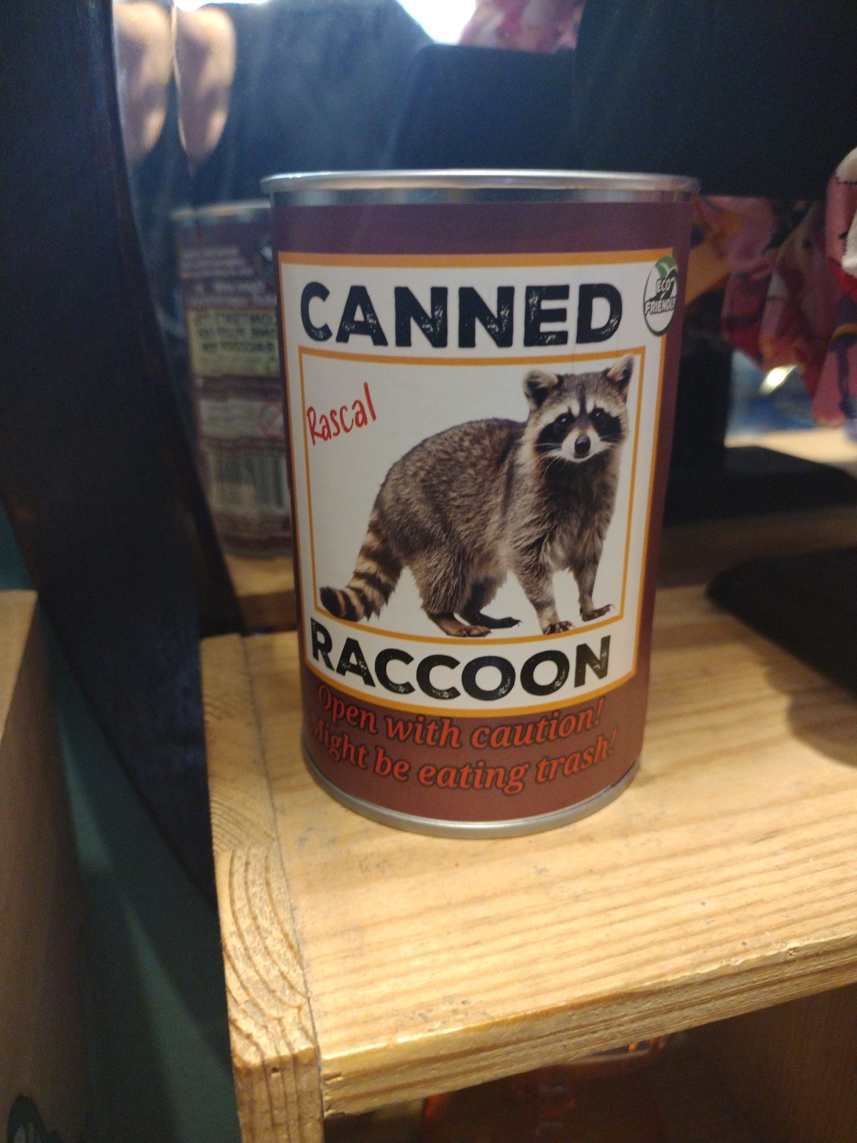 Canned Rascal Raccoon Novelty Can