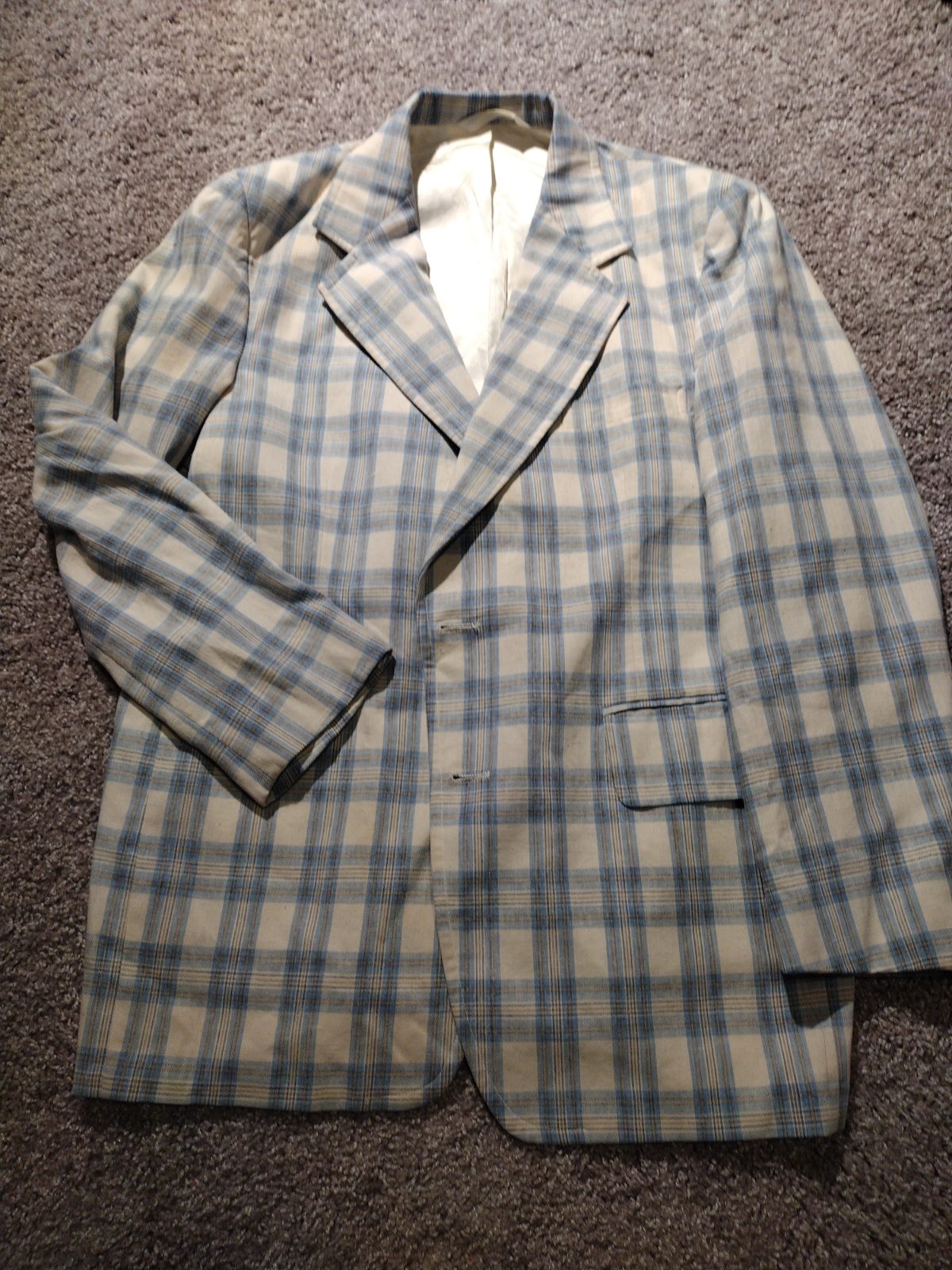 Blue and Cream Plaid Blazer
